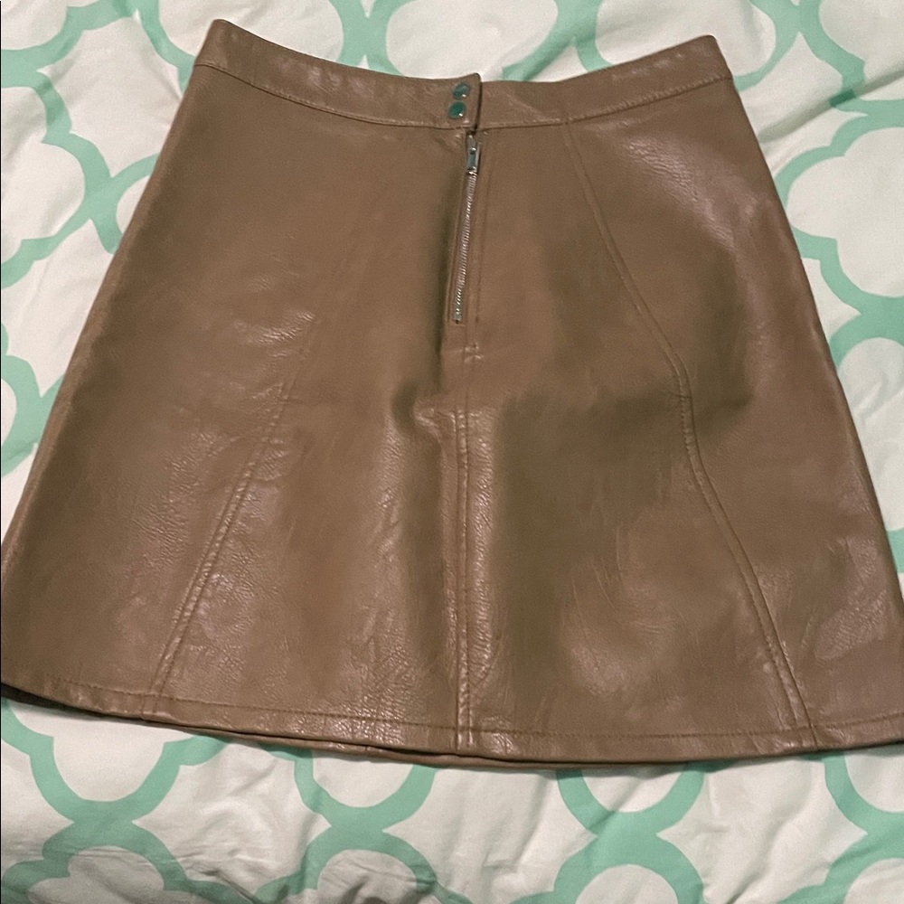 Zara Tan Leather Mini Skirt